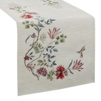 Bieżnik z gobeliny szenilowej wzór w kwiaty 40X100 naturalny