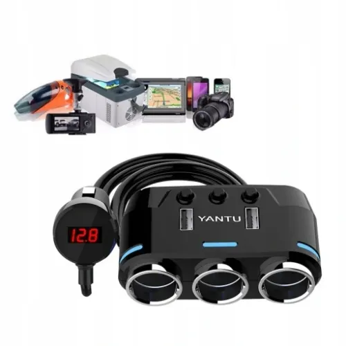 ROZDZIELACZ GNIAZDA ZAPALNICZKI 12V/24V ŁADOWARKA 3.1A + WOLTOMIERZ na Arena.pl