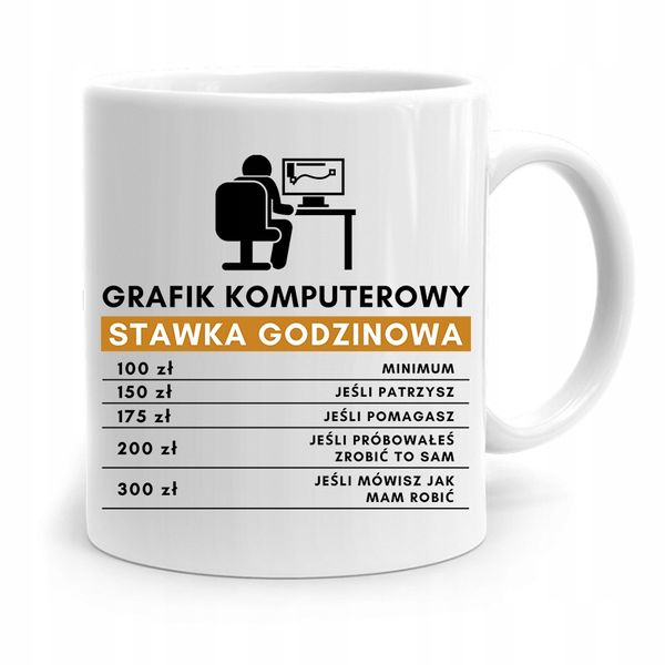 Kubek Prezent Dla Grafika Stawka Godzinowa Z Nadrukiem Ze Zdjęciem zdjęcie 1