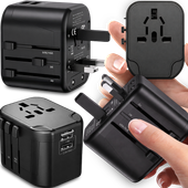 UNIWERSALNY ADAPTER SIECIOWY PODRÓŻNY PRZEJŚCIÓWKA USA UK EU ŁADOWARKA 2USB