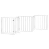 Składana bramka dla psa, z drzwiami, 6 paneli, biała, 300 cm