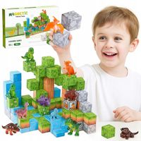 Duży Zestaw Klocki Magnetyczne 3D Kostki Bloczki Dinozaury Pixele 114 el.