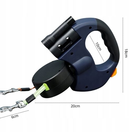 SMYCZ AUTOMATYCZNA PODWÓJNA DLA DWÓCH PSÓW PSA LATARKA ODBLASKOWA TAŚMA 3M na Arena.pl