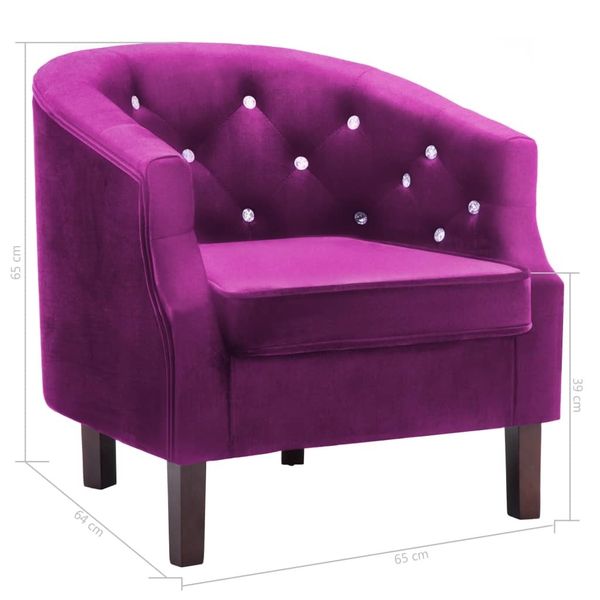 Fotel tapicerowany aksamitem, 65 x 64 x 65 cm, fioletowy na Arena.pl