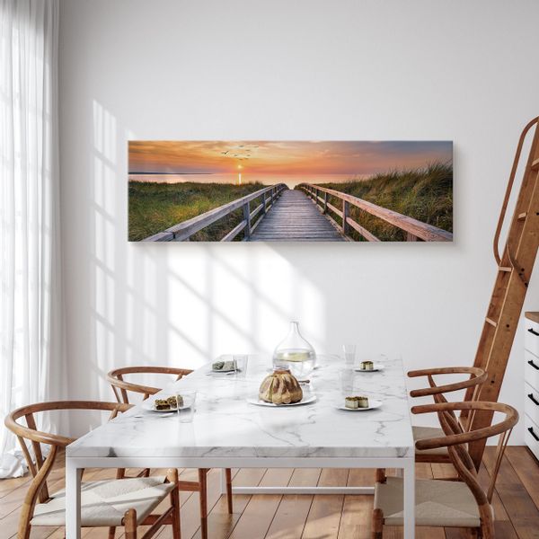 Obraz Na Płótnie Canvas MORZE Wydmy Pomost Zachód Słońca 145cm x 45cm zdjęcie 7