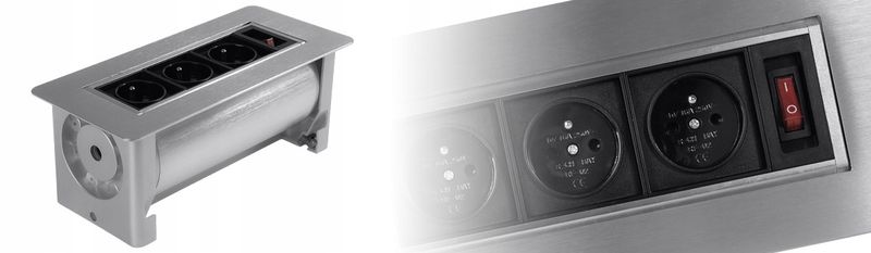 Gniazdo blatowe do biurka wpuszczane obrotowe mediaport 230v SPS-O33S zdjęcie 5