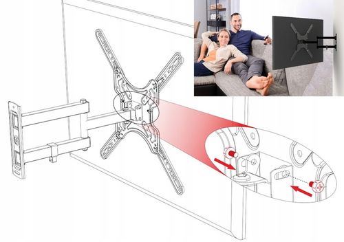 Uchwyt do Telewizora 17-55 cali Obrotowy Długie Ramię 42cm Wieszak TV na Arena.pl