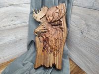 Prezent dla leśniczego myśliwego drewniany łoś wypukły las księżyc 50cm