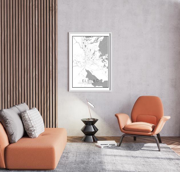 Elblag mapa czarno biała - plakat 40x50 cm zdjęcie 3