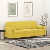 3-osobowa sofa z poduszkami, żółta, 180 cm, aksamit