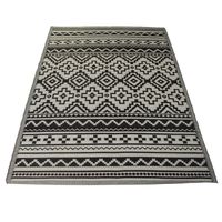 Dywan zewnętrzny na balkon i taras 160x220 cm – wodoodporny czarny w stylu boho ES-03B