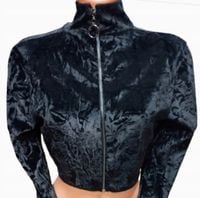 BOLERKO ROZPINANE BLUZKA TOP DAMSKI WELUROWY BSL Rozmiar M CZARNA