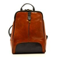 Florence Miejski Damski plecak skóra naturalna z kieszeniami na suwak