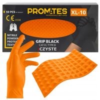 PROMATES 3 X GRIP ORANGE RĘKAWICE RĘKAWICZKI NITRYLOWE ROZM XL 10 - 50 SZT