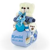 Motorek TORT z pampersów 3 Prezent na Chrzest HAFT baby shower