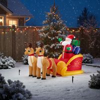 DMUCHANY MIKOŁAJ NA SANIACH Z RENIFERAMI LED 235 CM OZDOBA ŚWIĄTECZNA XXL