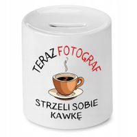 Skarbonka Dla Fotografa Strzeli Sobie Kawkę Z Nadrukiem Ze Zdjęciem