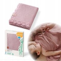 Kocyk dzianinowy bambusowy dla niemowląt 75x100 Babyono 1674/01 różowy