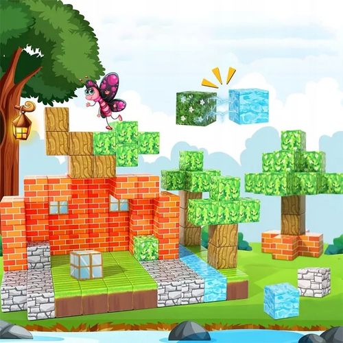 3D MAGNETYCZNY KLOCKI ZABAWKA MINECRAFT LEŚNY MONTESSORI 100 STZ na Arena.pl