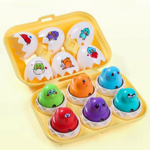 WOOPIE Układanka Sorter Montessori Dopasuj Kształty Zabawne Kurczaczki Jajka 6szt na Arena.pl