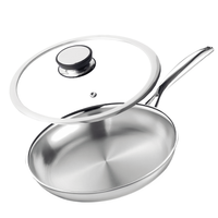 Profesjonalna patelnia stalowa 28 cm z pokrywką Na indukcje Gaz Nierdzewna