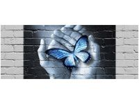 100X40CM MOTYL DŁONIACH OBRAZ DREWNO