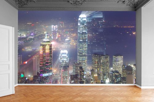 Fototapeta MIASTO NOCĄ WE MGLE do salonu 370x250 na Arena.pl