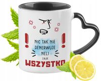 Dla Neli Kubek Czarny Z Uszkiem W Kształcie Serca Na Prezent Z Nadrukiem