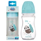 CANPOL Butelka szeroka antykolkowa EasyStart 240ml 3m+ EXOTIC niebieska