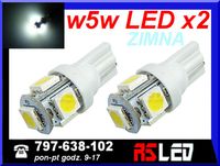 żarówka LED T10 5 SMD w5w w3w biala zimna 12v EKO kpl 2 szt