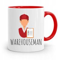 Kubek Czerwony Dla Magazyniera Warehouseman Z Nadrukiem Ze Zdjęciem