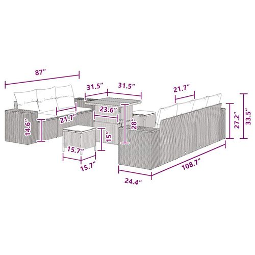 Zestaw Sof na Ogród 10 pcs Czarny polirattan na Arena.pl