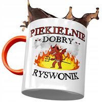 Kubek Pomarańczowy Dla Rysownika Piekielnie Dobry Z Nadrukiem Ze Zdjęciem