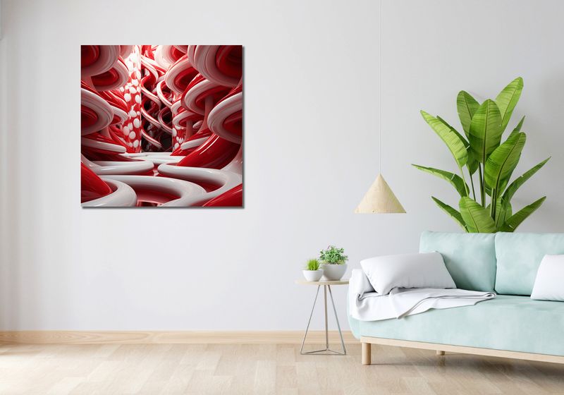 Obraz 90x90cm Czerwone Wiry zdjęcie 2