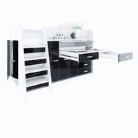 Łóżko piętrowe JSM1 antresola z biurkiem i szafą czarny połysk