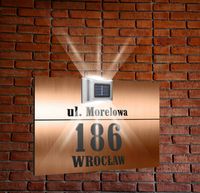 miedziana TABLICZKA ADRESOWA aluminiowa oświetlona numer domu nadruk 40x30