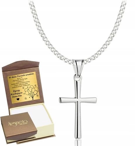 Łańcuszek Srebrny Pancerka Pełny Diamentowany Krzyżyk pr 925 Grawer Gratis na Arena.pl
