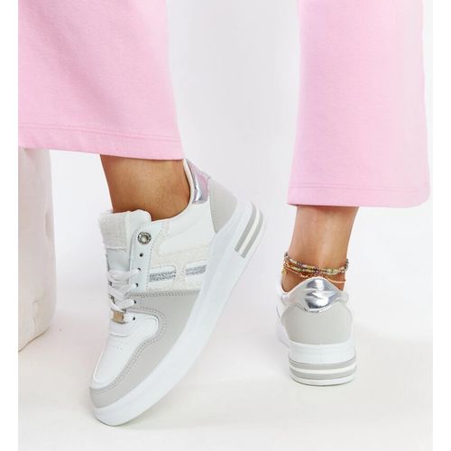 Biało-szare sneakersy na platformie r.40 na Arena.pl