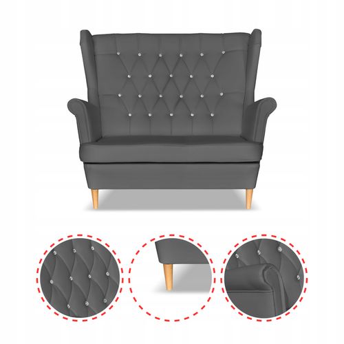 Zestaw uszak Gaja ekoskóra skaj sofa fotele pufy szary na Arena.pl