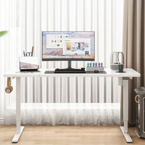 Biurko Elektryczne Podnoszone Białe 140 cm Regulowane NOWOCZESNE na Arena.pl