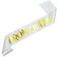 Prom  Queen  -  szarfa w kolorze białym ze złotym nadrukiem