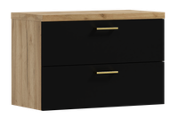 Szafka łazienkowa wisząca LUNA 80 czarny/dąb craft złoty  (W5)