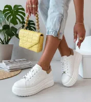Białe Skórzane Sneakersy Na Platformie Filippo 41
