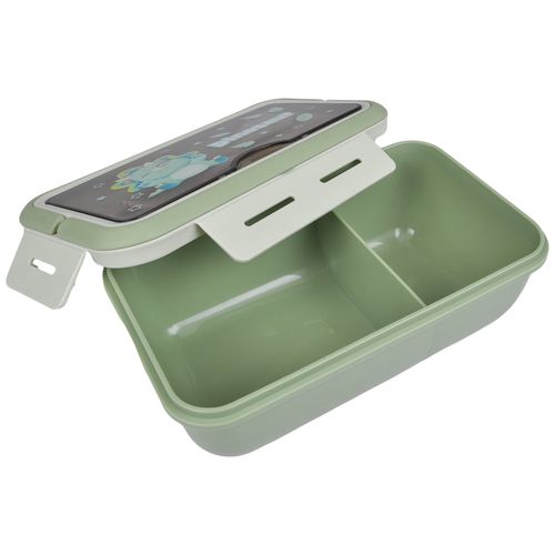 Lunchbox pojemnik do szkoły + sztućce bidon zielony z siedzącym dinozaurem na Arena.pl