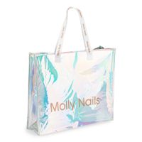 MollyNails Torba Plażowa Na Zakupy Na Ramię Damska Miejska Lunch Holo White