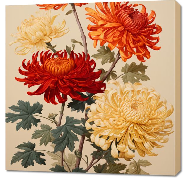 Obraz 90x90cm Tańczące Chryzantemy zdjęcie 1