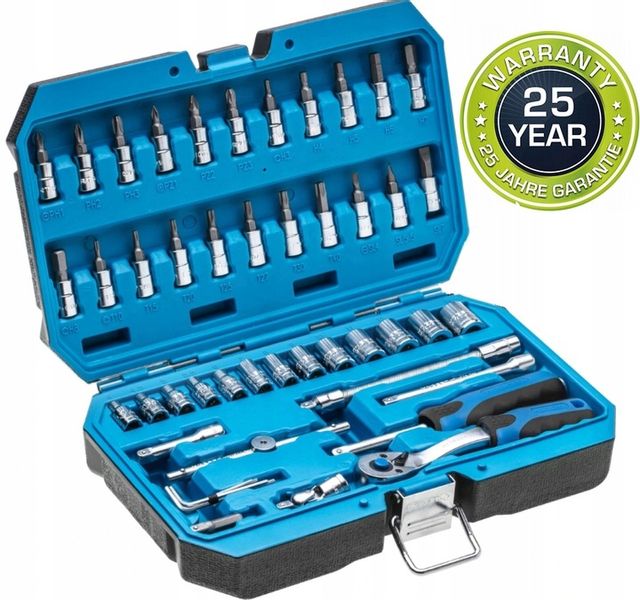HOGERT ZESTAW KLUCZY NASADOWYCH 1/4" NASADKI BITY KLUCZE NASADOWE 46 szt. zdjęcie 9