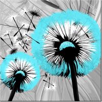 50CM 50CM OBRAZ DMUCHAWCE DELIKATNYM TURKUSIE DRUK PŁÓTNO