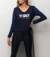 Granatowa bluzka z siatkową warstwą Rozmiar L