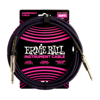 Kabel instrumentalny gitarowy mono JACK 3m Ernie Ball Fioletowo czarny